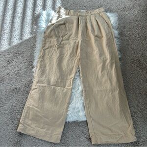 Gap pleated linen blend Tan Wide-Leg Pants